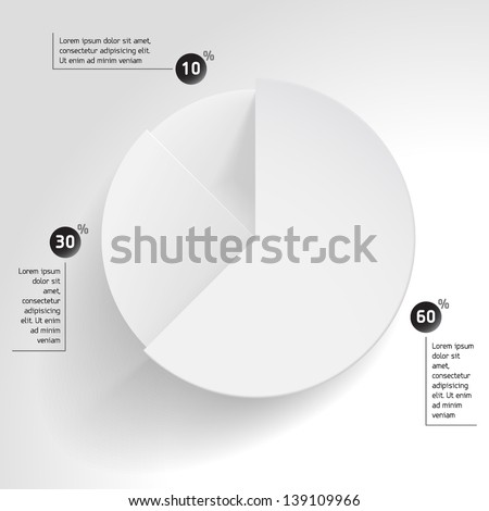 3D business pie chart.  Wheel chart. Blank pie chart design with notes (footnote)
