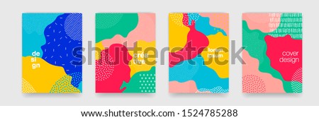 Fun doodle pattern background with abstract shapes and colors. Modern vector pattern for funny brochure cover template design