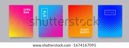 Color gradient background, geometric halftone pattern, vector abstract trendy line graphic design. Simple minimal elements in halftone color gradient, modern pattern backgrounds