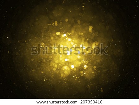 Defocused gold sparkle glitter lights background. Glitter bokeh background