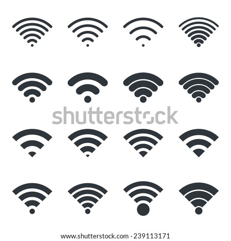 Wifi icon. Vector wi-fi signal black wireless icons set