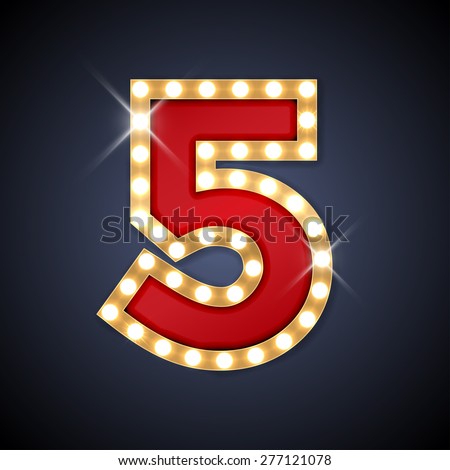Vector illustration of realistic retro signboard number 5 (five). Part of alphabet including special European letters. 商業照片 © 