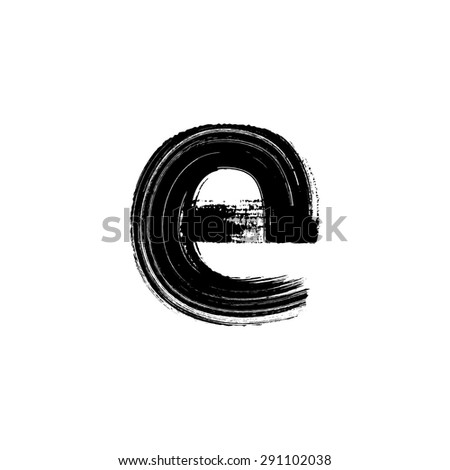 Vector hand paint letter e. Hand drawn letter with dry brush. Lower case
