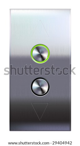 Elevator buttons panel with brushed metal texture background. Vector illustration