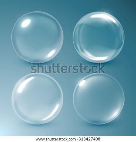 Transparent soap or water bubbles. 