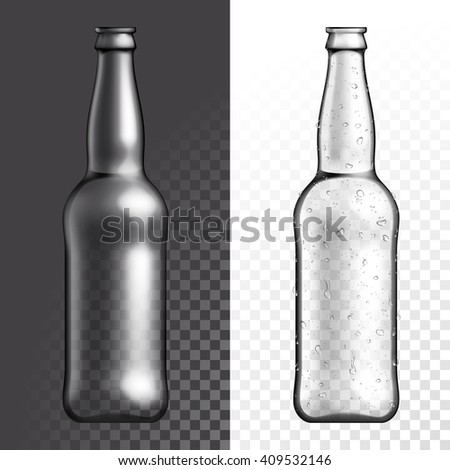 Vector bottle. Beer bottle. Transparent glass