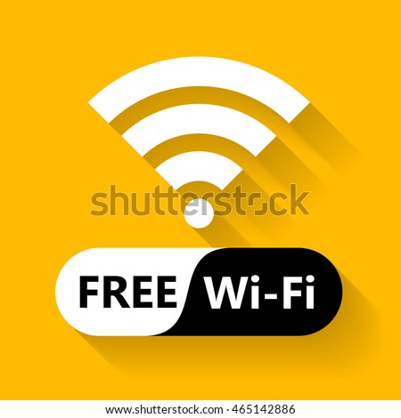 Free wifi icon symbol. Vector wifi sign with wave signal icon on orange background