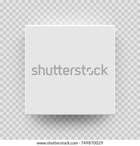 White box mock up model 3D top view with shadow. Vector isolated blank cardboard open or white paper matchbook container box package template on transparent background.
