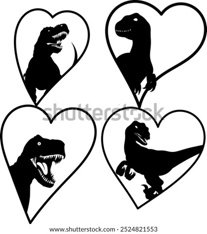 graphic vector illustration. dinosaur animal silhouette with black color in love image design 