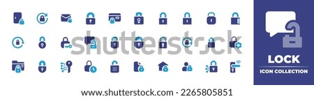 Lock icon collection. Duotone color. Vector illustration. Containing padlock, rotation lock, lock, secure payment, rotate, unprotected, locked, folder, electronic key, timer, secure data.