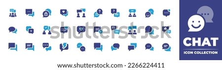 Chat icon collection. Duotone color. Vector illustration. Containing conversation, chat, private chat, social media, chat room, communications, notification, speech, response, communication, like.