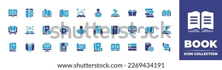 Books icon collection. Duotone color. Vector illustration. Containing read, book, open book, storytelling, reading book, growth, reading, quran, information, audio book, study, return, notebook.