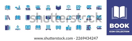 Books icon collection. Duotone color. Vector illustration. Containing open book, check book, education, diary, constitution, library, law book, books, appointment, read, manual.