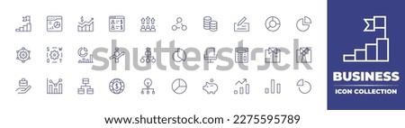 Business icon collection. Duotone color. Vector illustration. Containing goal, pie chart, taxes, invoice, performance, connect, coins, cheque, chart, chart pie, gear, swot analysis, analysis, career.