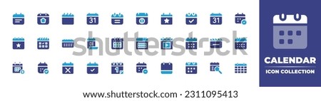 Calendar icon collection. Duotone color. Vector illustration. Containing calendar, home, date, deadline, event, on time, date, calendar check, booking, appointment, variant.