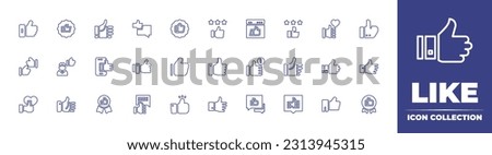 Like line icon collection. Editable stroke. Vector illustration. Containing like, good quality, review, thumbs up.