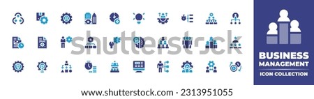 Business management icon collection. Duotone color. Vector illustration. Containing management, product management, business, real estate, clock, idea, executive, hierarchy, team, manage, time.