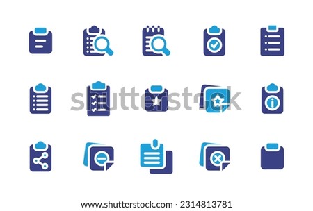 Note icon set. Duotone color. Vector illustration. Containing clipboard, notes, task, prescription, sticky notes.