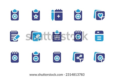 Note icon set. Duotone color. Vector illustration. Containing clipboard, note, sticky notes, notes.