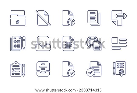 Documentation line icon collection. Editable stroke. Vector illustration. Containing document, send, archive, google docs, clipboard, file.