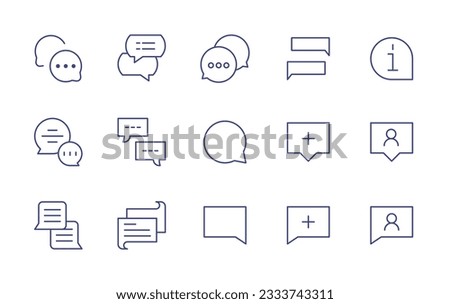 Chat line icon collection. Editable stroke. Vector illustration. Containing communications, speech bubble, info, bubble chat, bubble, chat, comment plus, bubble user, box.