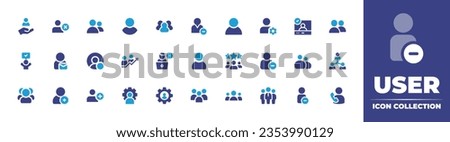 User icon collection. Duotone color. Vector and transparent illustration. Containing help, remove user, group, user, profile, verified user, friends, success, online, increase, and more.