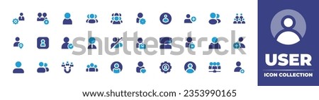 User icon collection. Duotone color. Vector and transparent illustration. Containing user, add user, group users, user profile, users, crown, employee, users avatar, customer, connect, and more.