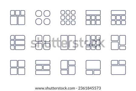 Grid line icon set. Editable stroke. Vector illustration. Containing menu, grid, layout, top view, blocks, news, grid lines.