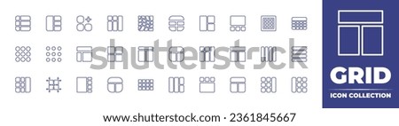 Grid line icon collection. Editable stroke. Vector illustration. Containing menu, grid, layout, grid lines, mesh, table, left, sidebar, prototype.