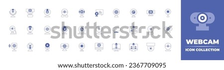 Webcam icon collection. Duotone style line stroke and bold. Vector illustration. Containing webcam, web camera, webcamera, video call, videocall.