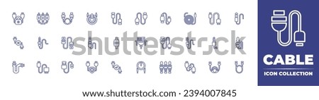 Cable line icon collection. Editable stroke. Vector illustration. Containing cable break, connect, jack, usb, vga, data cable, successful connection, cable, av, hdmi