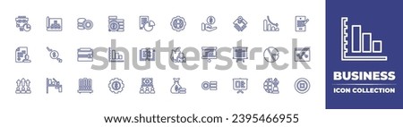 Business line icon collection. Editable stroke. Vector illustration. Containing graph, settings, suitcase, validation, performance, payment, statistics, currency, analytics, value, pie chart, loss.