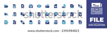 File icon collection. Duotone color. Vector and transparent illustration. Containing folder, replace, file, copy, obj, pdf, files, video file, image, audio, xls, ppt, doc file