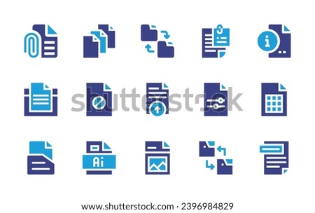 File icon set. Duotone color. Vector illustration. Containing copy, file upload, image file, attach, file, ai, files.