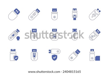 USB flash drive icon set. Duotone color. Vector illustration. Containing usb, flash drive, usb flash drive, flashdisk, drive.