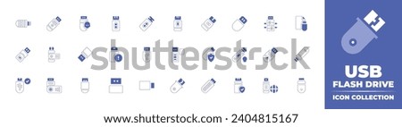 USB flash drive icon collection. Duotone color. Vector and transparent illustration. Containing usb, flash, usb flash drive, pen drive, usb connector, thumb, flash disk.
