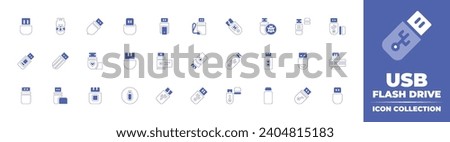 USB flash drive icon collection. Duotone color. Vector and transparent illustration. Containing usb flash drive, flash, usb, usb drive, pen, flashdisk. 