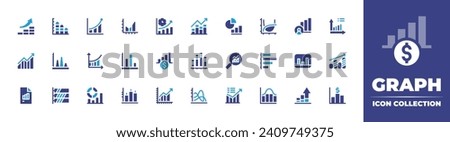 Graph icon collection. Duotone color. Vector and transparent illustration. Containing increase, chart, bar chart, bar graph, profits, function, finance, search, graph, data analysis, analytics, graphs