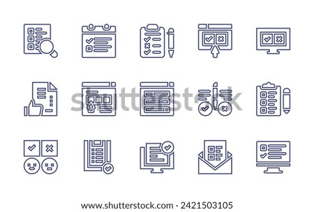 Survey line icon set. Editable stroke. Vector illustration. Containing search survey, online survey, survey.