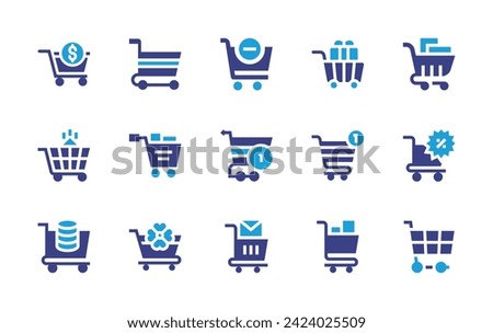 Shopping cart icon set. Duotone color. Vector illustration. Containing shopping cart, cart, cart minus.