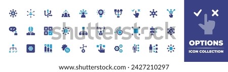 Options icon collection. Duotone color. Vector and transparent illustration. Containing directions, flexibility, options, assortment, option, selection, adaptive, settings, choose, outsourcing.