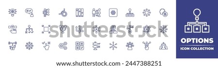 Options line icon collection. Editable stroke. Vector illustration. Containing directions, flexibility, assortment, option, options, choose, outsourcing, choice, decision making, resize, decision.