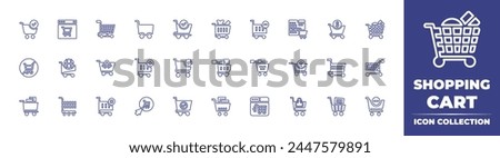 Shopping cart line icon collection. Editable stroke. Vector illustration. Containing ecommerce, shopping, trolley, cart, remove cart, online, shopping online.