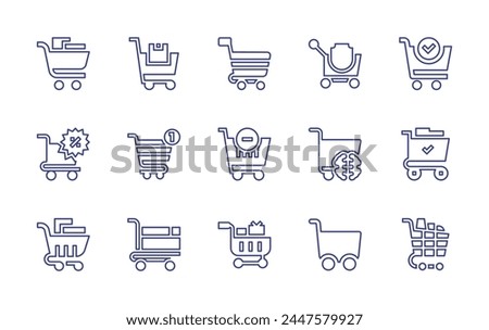 Shopping cart line icon set. Editable stroke. Vector illustration. Containing shopping cart, remove cart, cart.