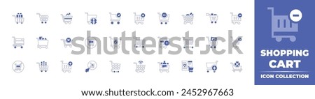 Shopping cart icon collection. Duotone style line stroke and bold. Vector illustration. Containing shopping cart, cart, remove, no shopping, online shopping.