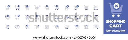 Shopping cart icon collection. Duotone style line stroke and bold. Vector illustration. Containing cart, add to cart, shopping, consumer, cart minus, shopping online.