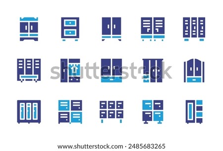 Wardrobe icon set. Duotone color. Vector illustration. Containing wardrobe, changingroom, closet, cabinet, cupboard, lockerroom, lockers, locker.