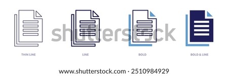 File importing icon in 4 different styles. Thin Line, Line, Bold, and Bold Line. Duotone style. Editable stroke.