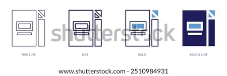 File import icon in 4 different styles. Thin Line, Line, Bold, and Bold Line. Duotone style. Editable stroke.