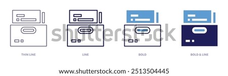 File closing icon in 4 different styles. Thin Line, Line, Bold, and Bold Line. Duotone style. Editable stroke.